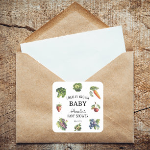 Cute White Locally Grown Baby Shower  Square Sticker