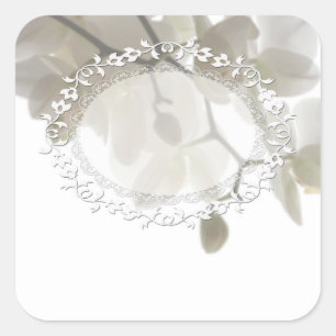 Cute white orchids square sticker
