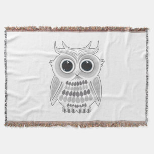 Cute White Owl Big Eyes Woodland Cosy Cottagecore Throw Blanket