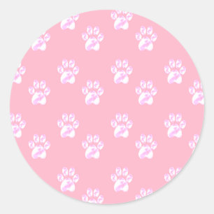 Cute white paws classic round sticker