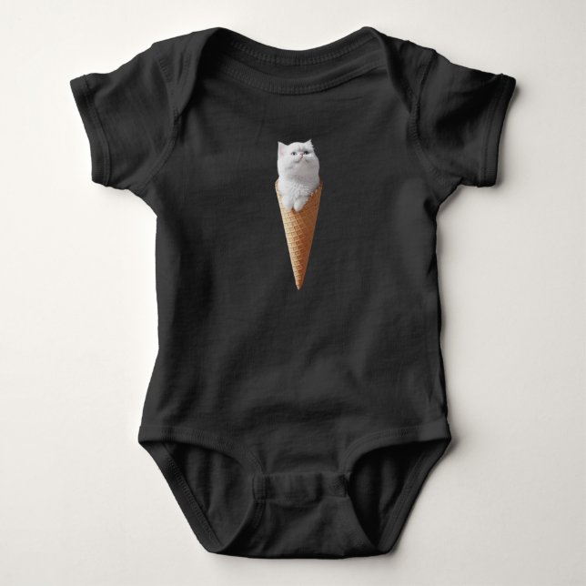 Cute White Persian Cone Baby Bodysuit (Front)
