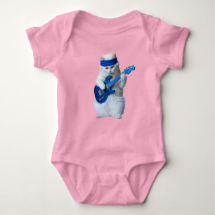 Cute White Persian Rock Star  Baby Bodysuit