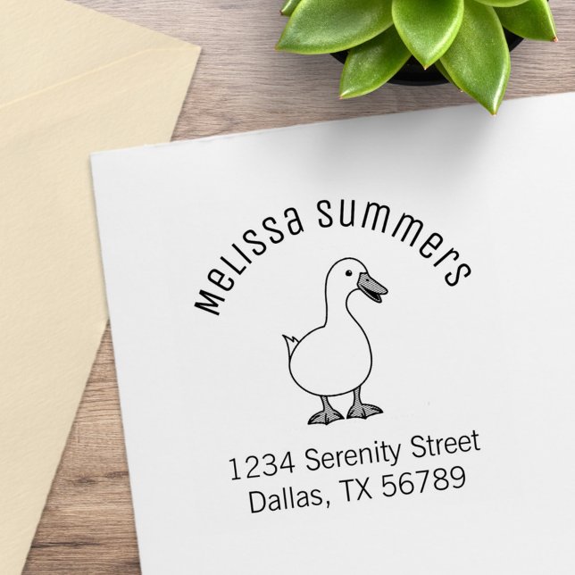 Cute White Pet Duck Arch Address Rubber Stamp (Creator Uploaded)