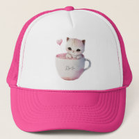 Cute White-Pink Cat in a Tea Cup (4)