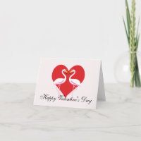 Cute White Pink Flamingos w/ Red Heart | Add Text