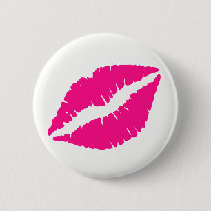 Cute white pink kisses pattern neck tie 6 cm round badge