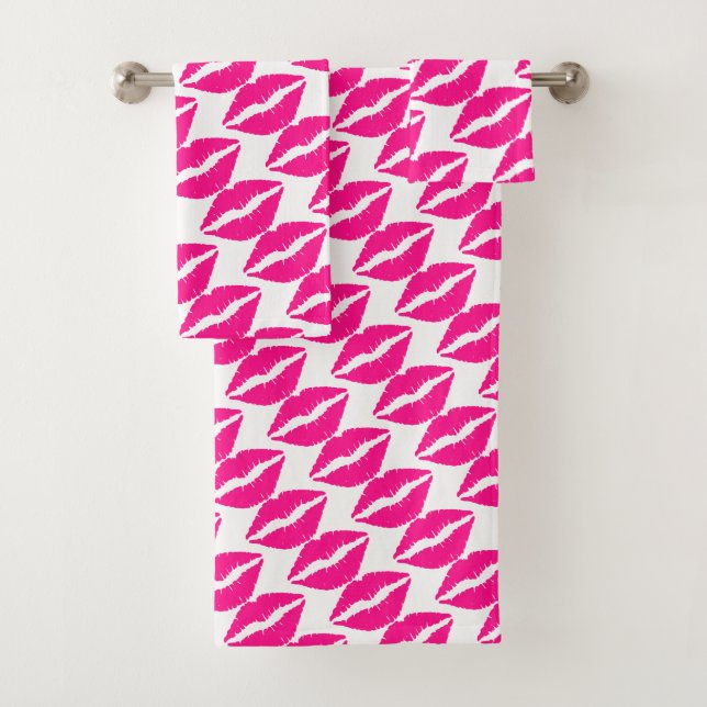 Cute white pink kisses pattern neck tie Case-Mate  Bath Towel Set (Insitu)