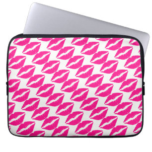 Cute white pink kisses pattern neck tie laptop sleeve