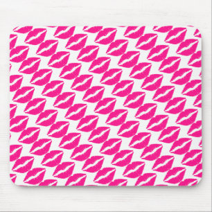 Cute white pink kisses pattern neck tie mouse pad
