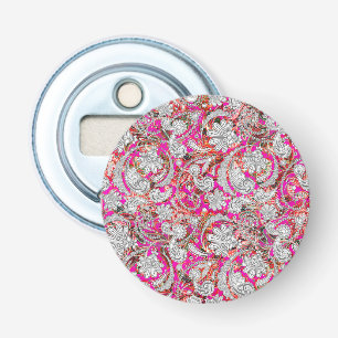 Cute white pink paisley patterns bottle opener