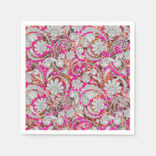 Cute white pink paisley patterns napkin