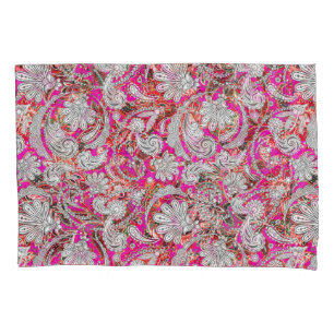 Cute white pink paisley patterns pillowcase