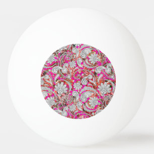 Cute white pink paisley patterns ping pong ball