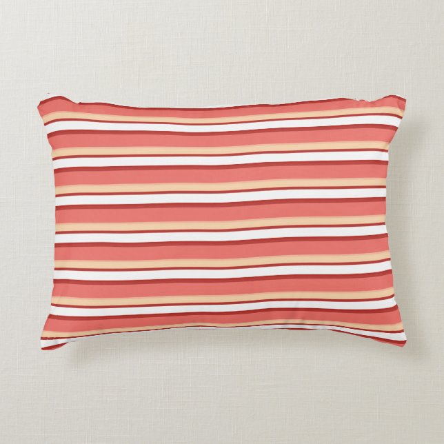 Cute white pink stripes decorative cushion (Front)