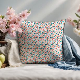Cute white pink turquoise contemporary butterfly  cushion