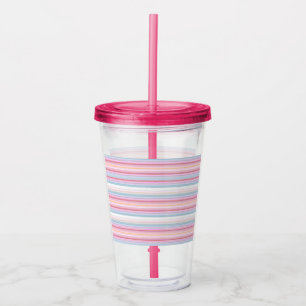 Cute white pinky stripes acrylic tumbler