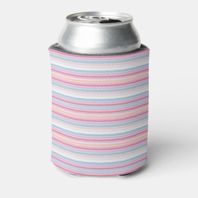 Cute white pinky stripes  can cooler (Can Back)