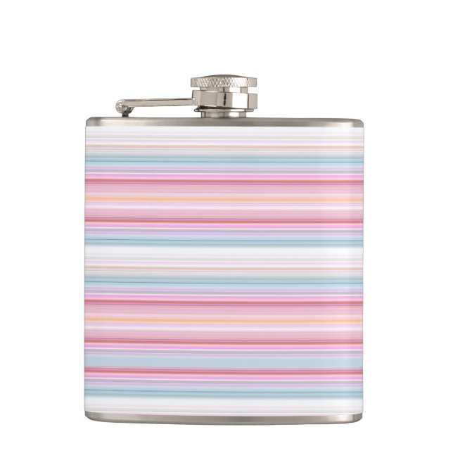 Cute white pinky stripes  hip flask (Front)