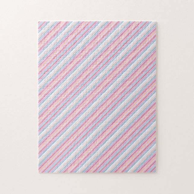 Cute white pinky stripes  jigsaw puzzle (Vertical)