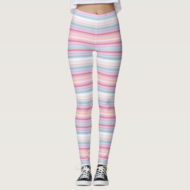 Cute white pinky stripes  leggings (Front)