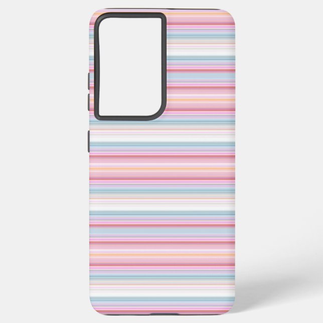 Cute white pinky stripes  samsung galaxy s21 ultra case (Back)