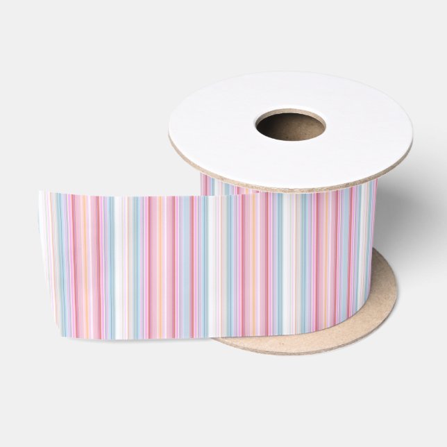 Cute white pinky stripes  satin ribbon (Spool)