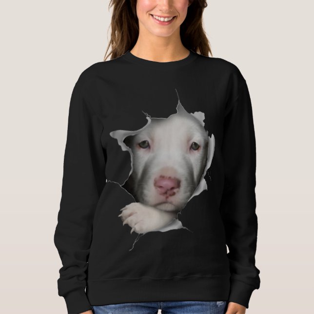 Cute White Pitbull Face Inside Me Sweatshirt (Front)