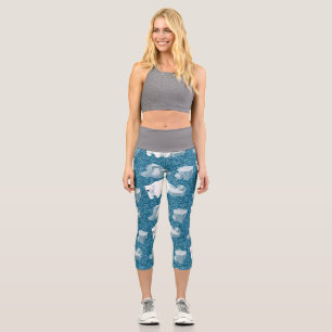 Cute White Polar Bear North Wild Animal Blue Cold Capri Leggings
