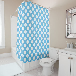Cute White Polka Dot On Light Blue Background Shower Curtain