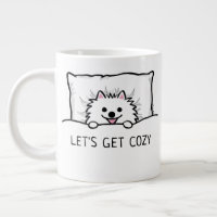 Cute White Pomeranian Let's Get Cosy
