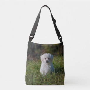 Cute white puppy crossbody bag
