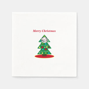 Cute White Puppy Dog Colourful Christmas Tree Part Napkin
