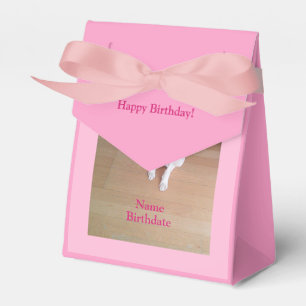 Cute White Puppy Dog Pink Girly Kids Birthday Favour Box