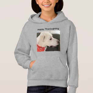 Cute White puppy Dog Thanksgiving Hoodie