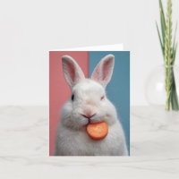 Cute White Rabbit with a Carrot Snack