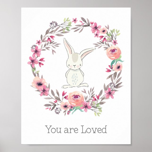 Cute White Rabbit You Are Loved Poster (Front)