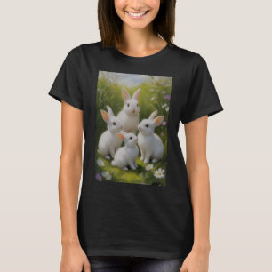 Cute White Rabbits Bunny Meadow Women's T-Shirt