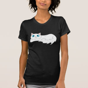 Cute White Ragdoll Cat Cartoon T-Shirt