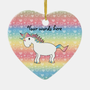 Cute white rainbow unicorn ceramic tree decoration