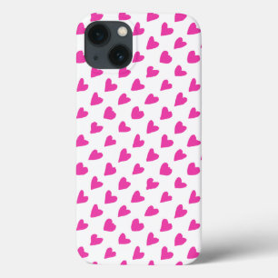 Cute white red hearts patterns iPhone 13 case