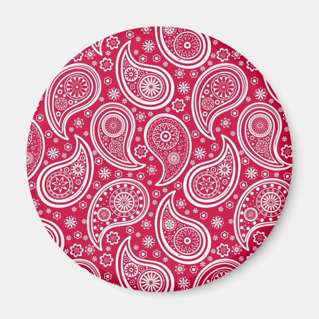Cute white red paisley pattern Case-Mate iPhone ca Magnet (Front)