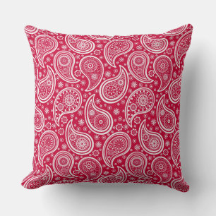 Cute white red paisley pattern cushion