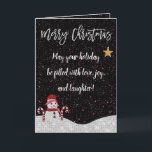 Cute White Red Snowman Night Sky Glitter Christmas Card<br><div class="desc">This snowman themed Christmas party greeting card is a very cute and cool design for your holiday papery. It features a faux printed white glitter snowman with a red hat and scarf next to two candy canes on top of white glitter snow. The sky depicts a red and white star...</div>