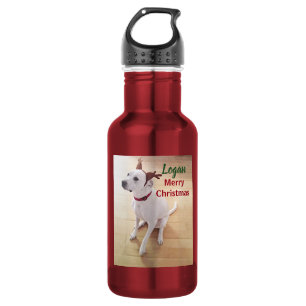 Cute White Reindeer Puppy Dog Photo Christmas 532 Ml Water Bottle