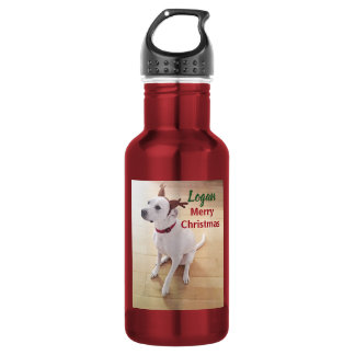 Cute White Reindeer Puppy Dog Photo Christmas  532 Ml Water Bottle