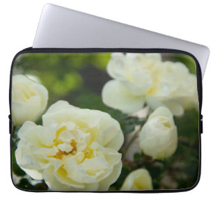 Cute white roses for positive laptop sleeve