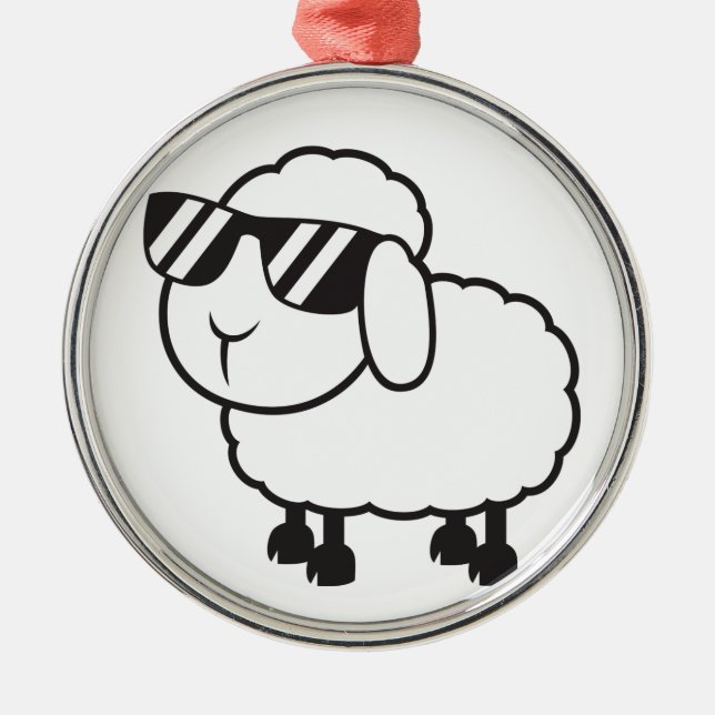 Cute White Sheep Cartoon Metal Tree Decoration (Front)