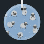 Cute white sheep: vintage lambs. glass tree decoration<br><div class="desc">Seamless pattern with cute white sheep on blue. Vintage kids background with little lambs. Blue meadow of sheep, seamless charm; kids' vintage haven Enchant the young ones with this adorable sheep pattern on a blue background. pattern, sheep, cute, seamless, lamb, background, decor, baby, nature, kids, hand drawn, illustration, cartoon, white,...</div>