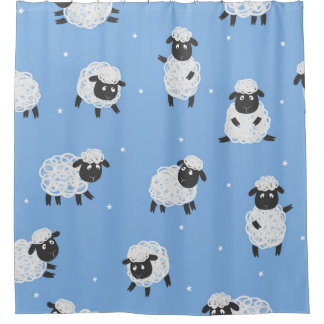Cute white sheep: vintage lambs. shower curtain