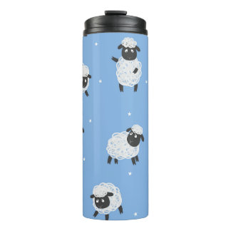 Cute white sheep: vintage lambs. thermal tumbler